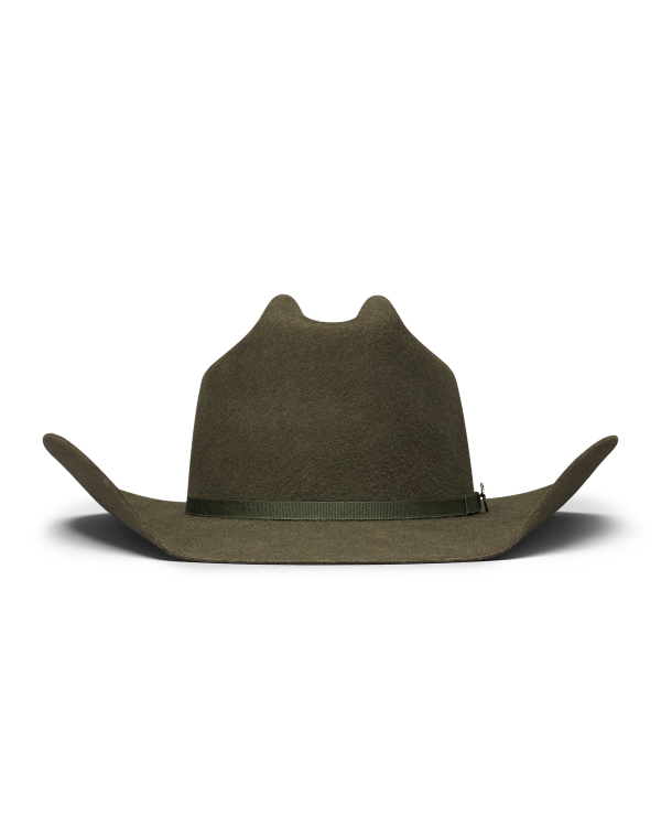 Front view of Cattleman Wool Cowboy Hat - Dark Olive on plain background