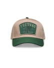 Front view of Yee Haw 5 Panel High Pro Trucker - Green / Khaki on plain background