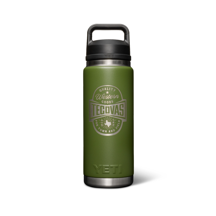 Front view of For Town & Field YETI 26oz Water Bottle / Highland Green - Highland Green on plain background