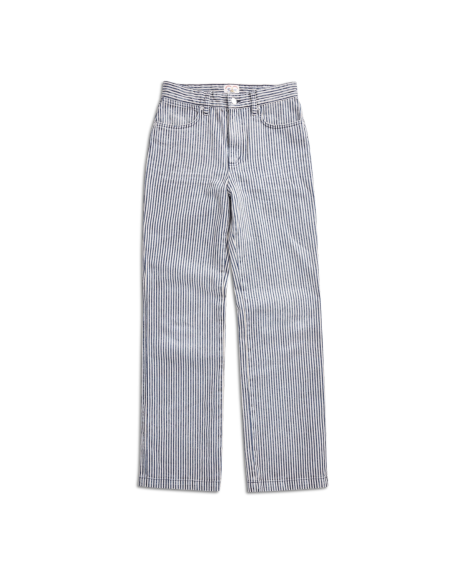 Front view of Women's Vintage High Rise Jean - Blue / White on plain background