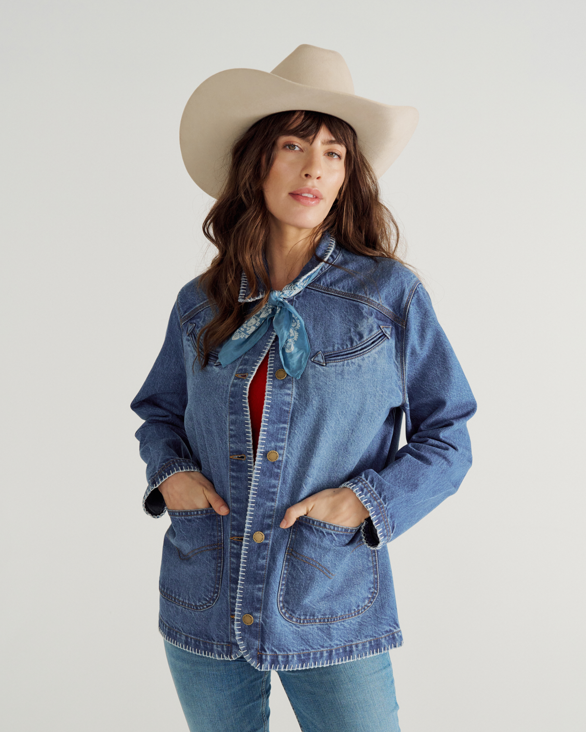 Women's Blue Denim Chore Jacket - Western Cut | Tecovas