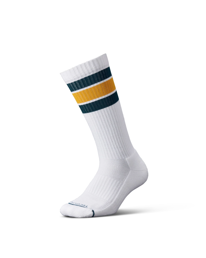 View of Mid Calf Performance Sock - White / Multi