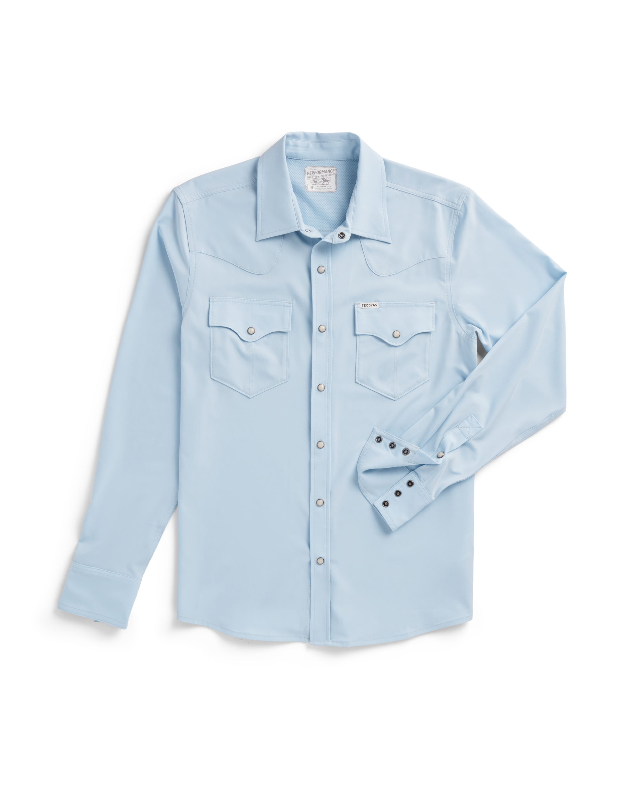 Closeup detail view of Men's Performance Western Pearl Snap LS - Sky