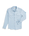 Closeup detail view of Men's Performance Western Pearl Snap LS - Sky