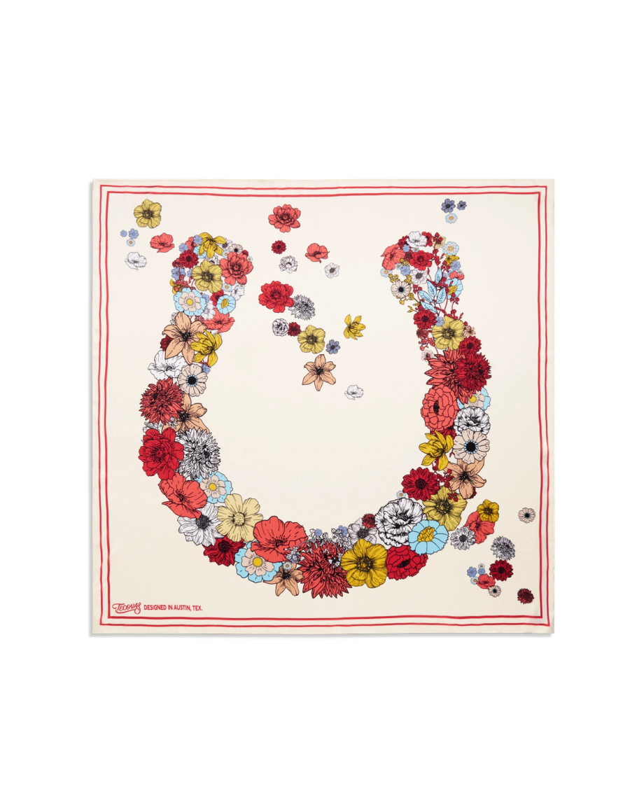 Front view of Horseshoe Wild Rag - Cream/Multi on plain background