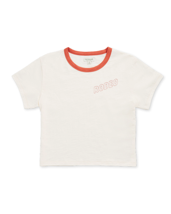 Front view of Women's Vintage Ringer Tee - Bone/Ginger Spice on plain background