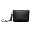 Front view of Leather Wristlet Pouch Midnight Bovine / OS - Midnight on plain background