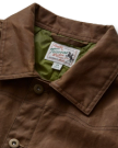 Closeup detail view of Buckaroo Waxed Canvas Trucker Jacket - Tobacco