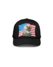 Front view of Eagle and Flag Trucker - Black on plain background
