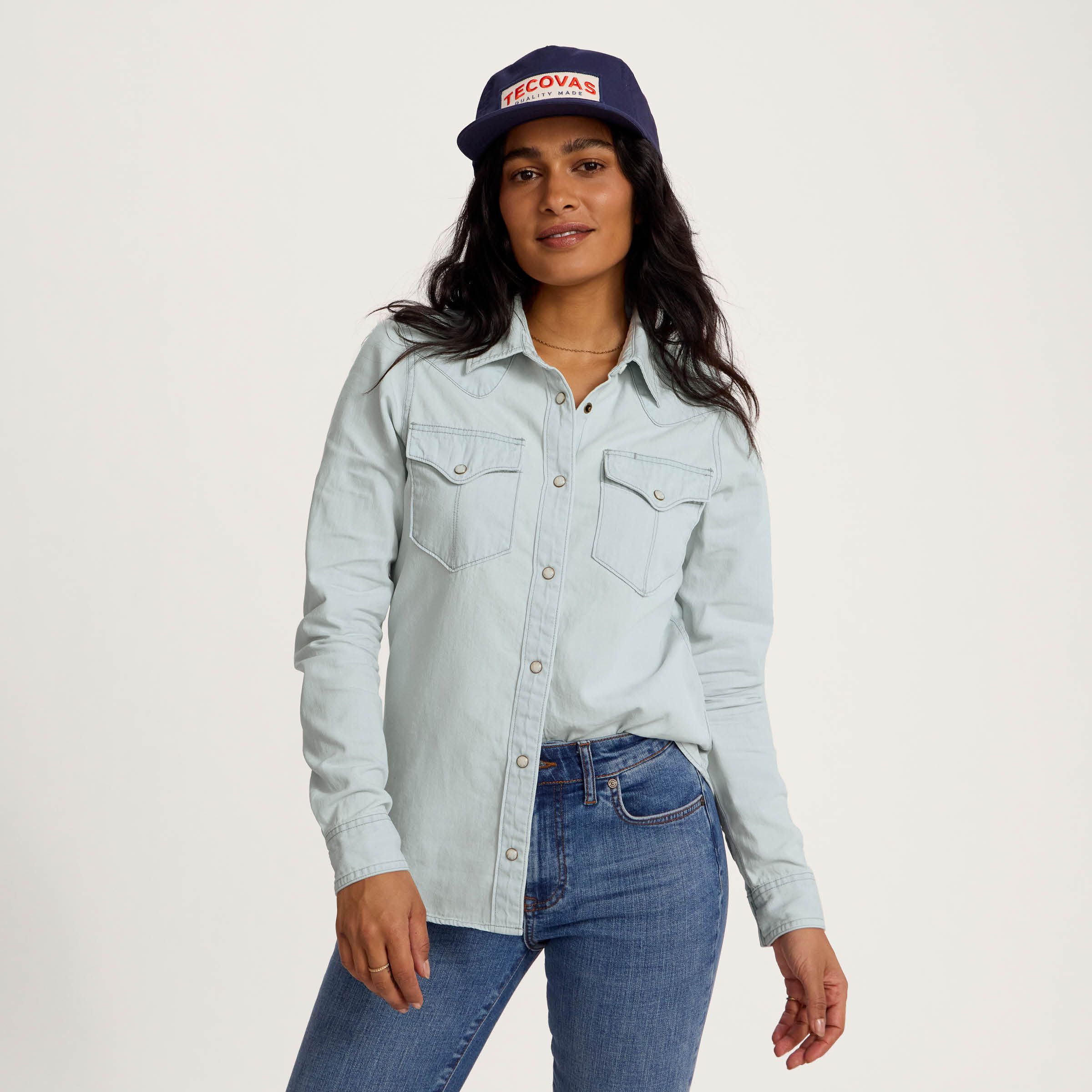 BMJL Womens Denim Shirt Business Casual Button Down Work Blouses Puff  Sleeve Sum | eBay