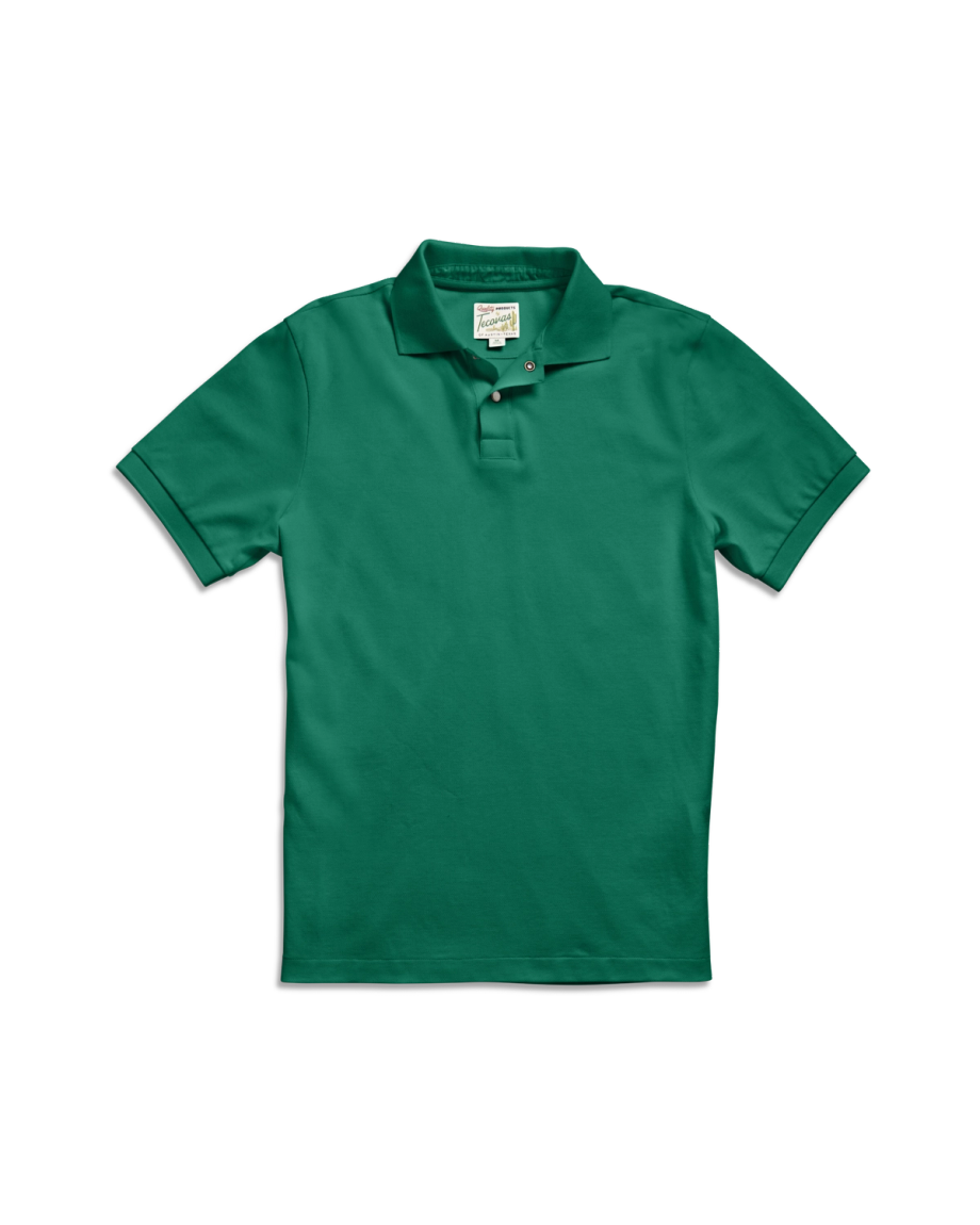 Closeup detail view of Men's Polo Short Sleeve Pearl Snap - Hunter Green