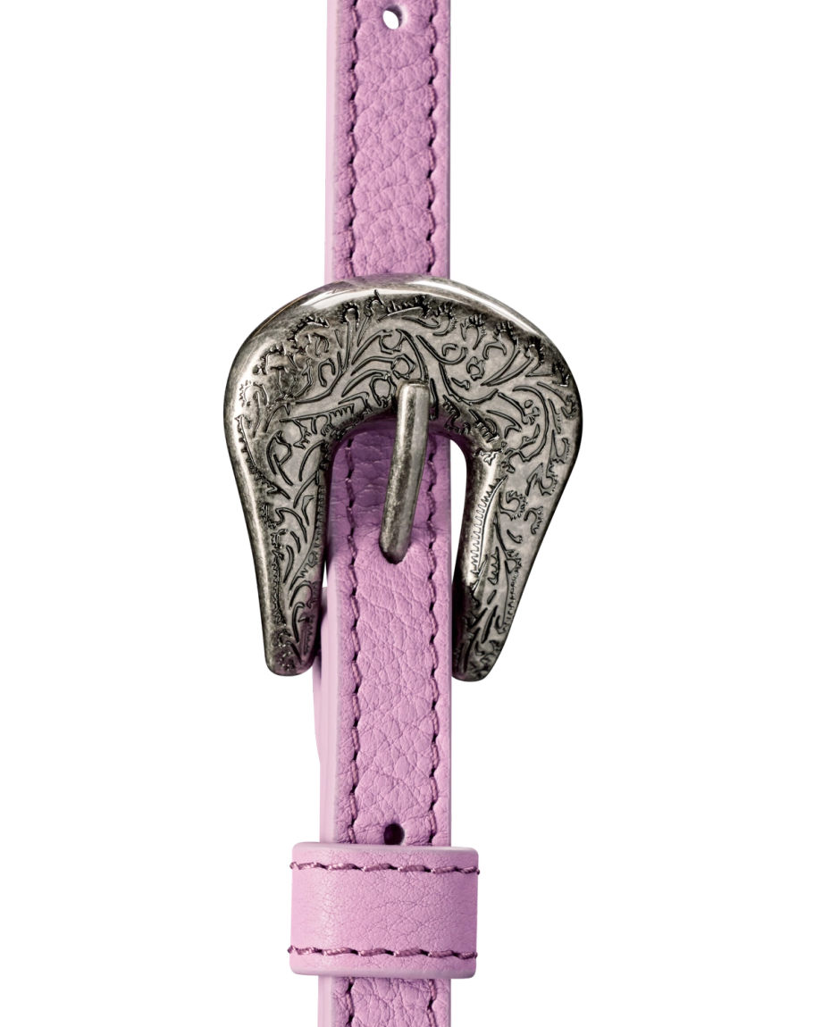 Closeup view of Flower Mini Crossbody - Orchid