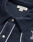 Closeup detail view of Men's Terry Pearl Snap - Navy
