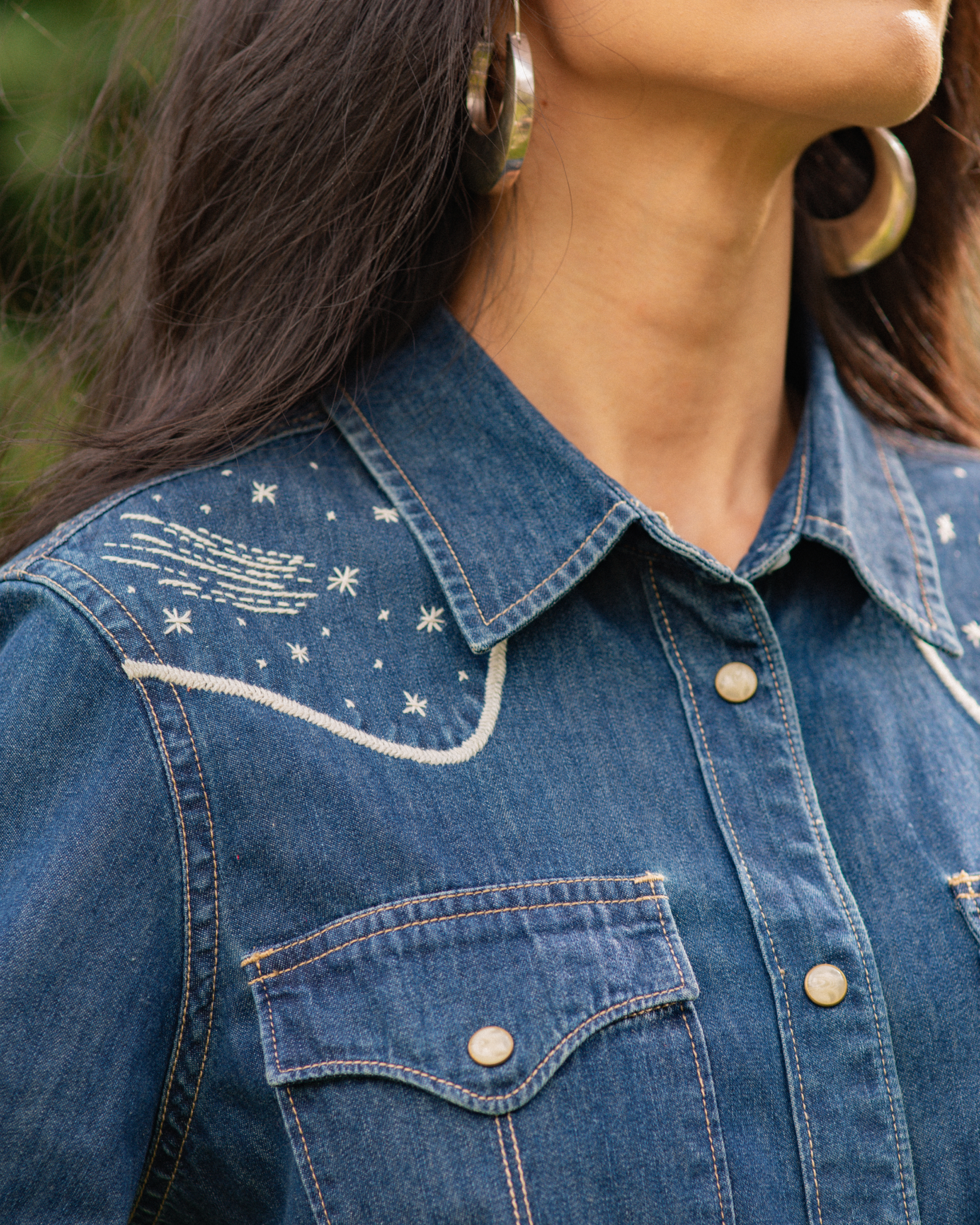 Mi Golondrina Denim Pearl Snap | Tecovas