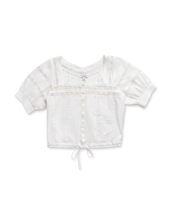 Front view of Women's Cotton Poplin Top - White on plain background