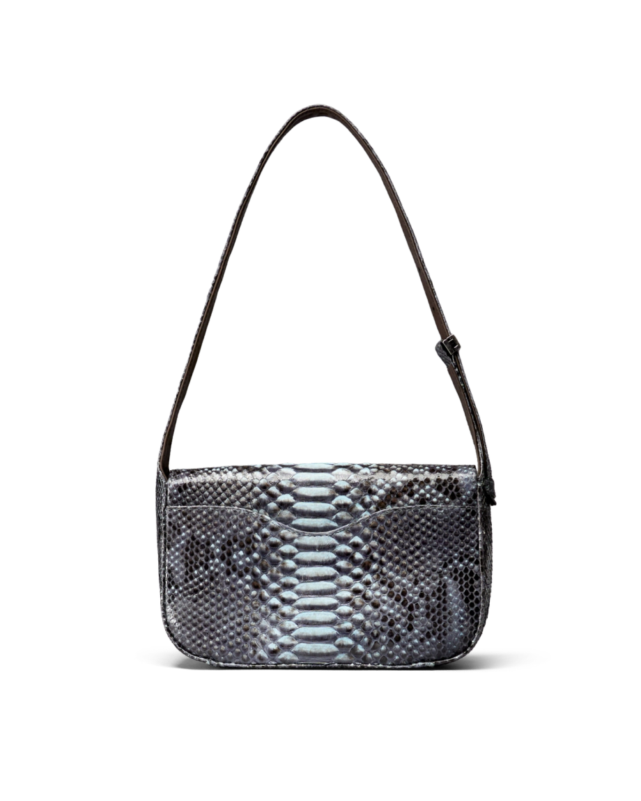 Back view of Python Shoulder Bag - Blue Multi on plain background