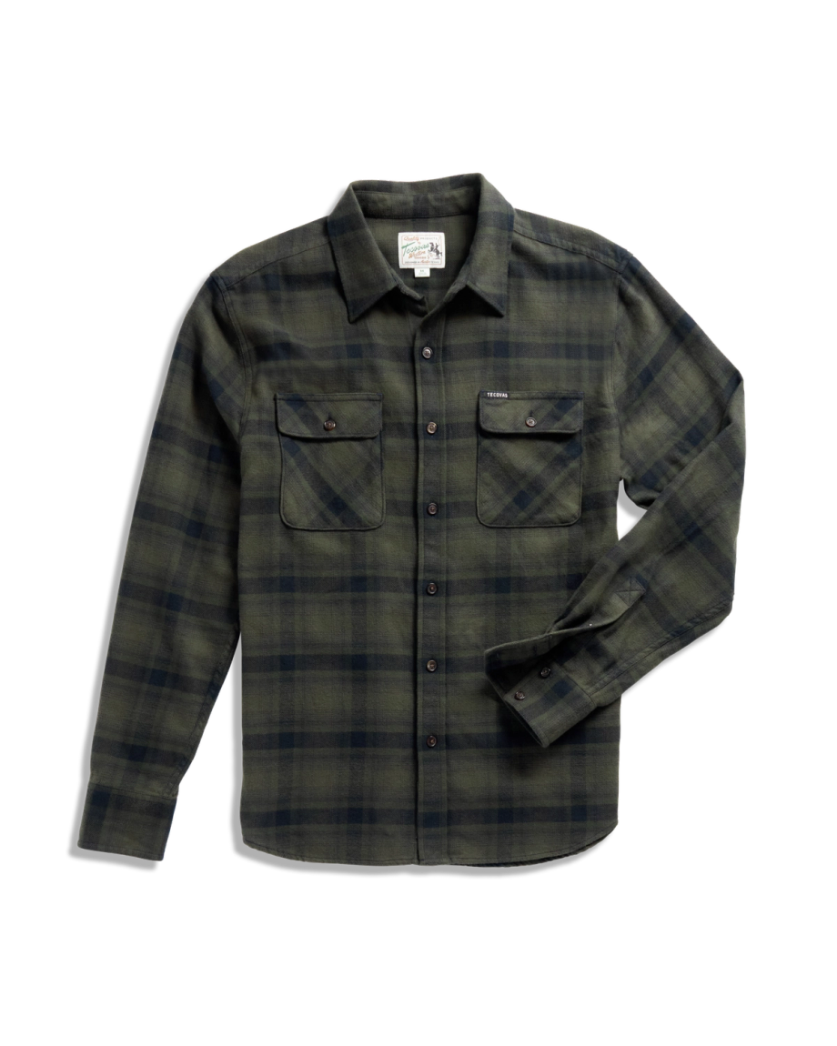 Front view of Men's Everyday Flannel LS - Black / Gray on plain background