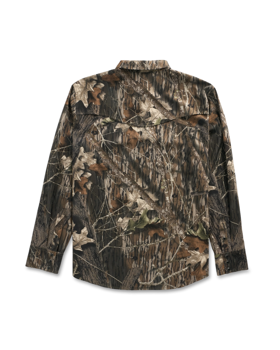 Back view of Men's Tecovas x Mossy Oak Performance Western - Original Break-Up on plain background