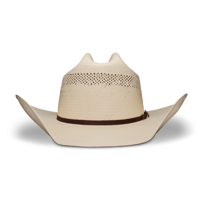 Front view of Cattleman Straw Cowboy Hat - Natural on plain background