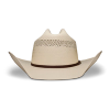 Front view of Cattleman Straw Cowboy Hat - Natural on plain background