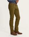 Side view of Men's Everyday Standard Jeans - Olive on plain background