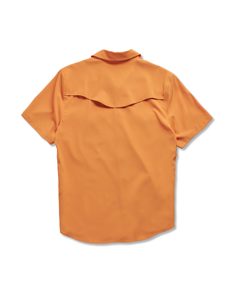 Closeup detail view of Men's Performance Western Pearl Snap SS - Burnt Orange