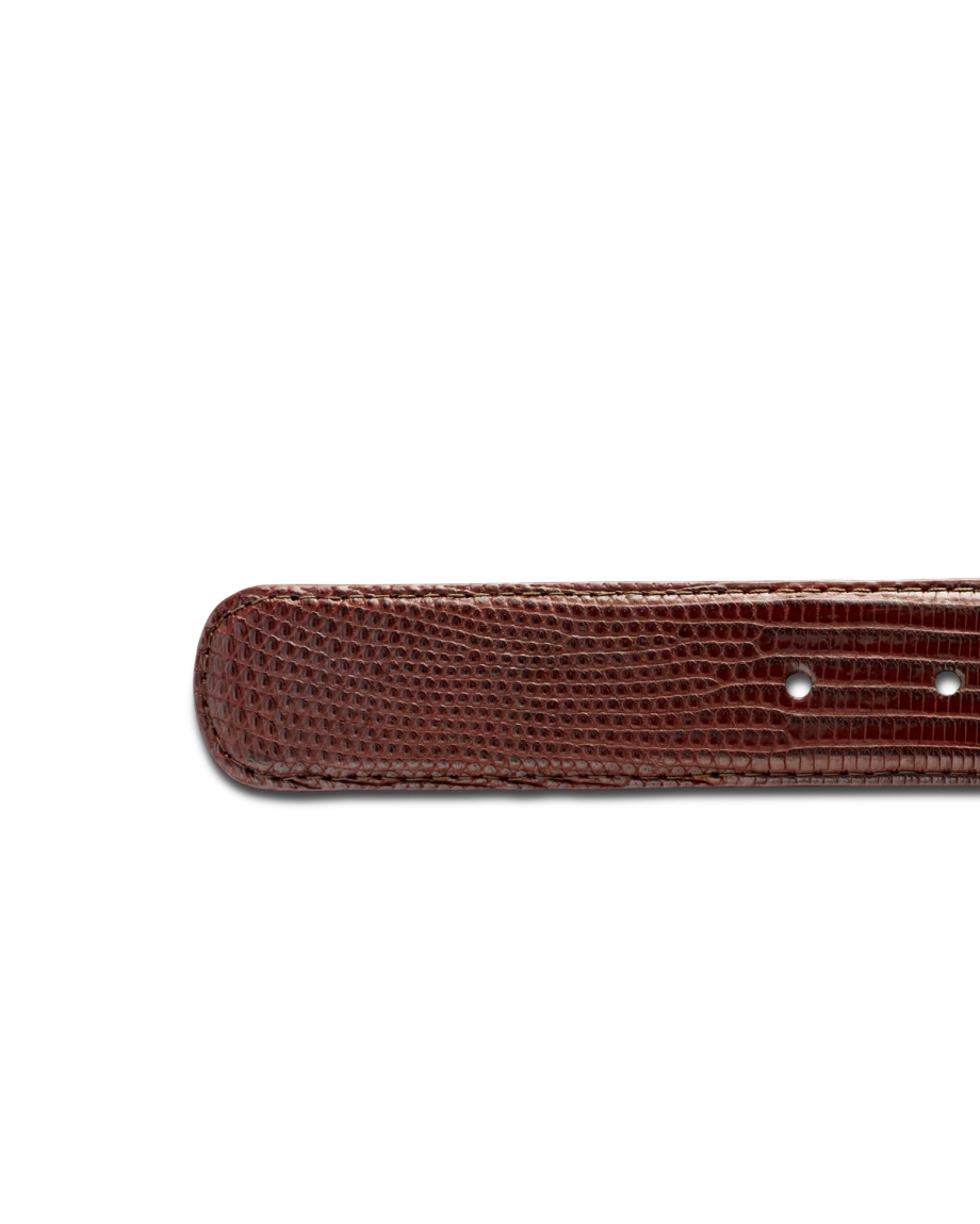 Closeup view of Men's Lizard Belt II - Hazelnut