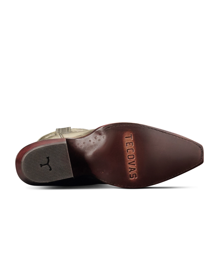 Sole view of The Sadie - Olive Cowhide on plain background