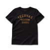 Front view of Women's Western Goods Tee - Black/Gold on plain background