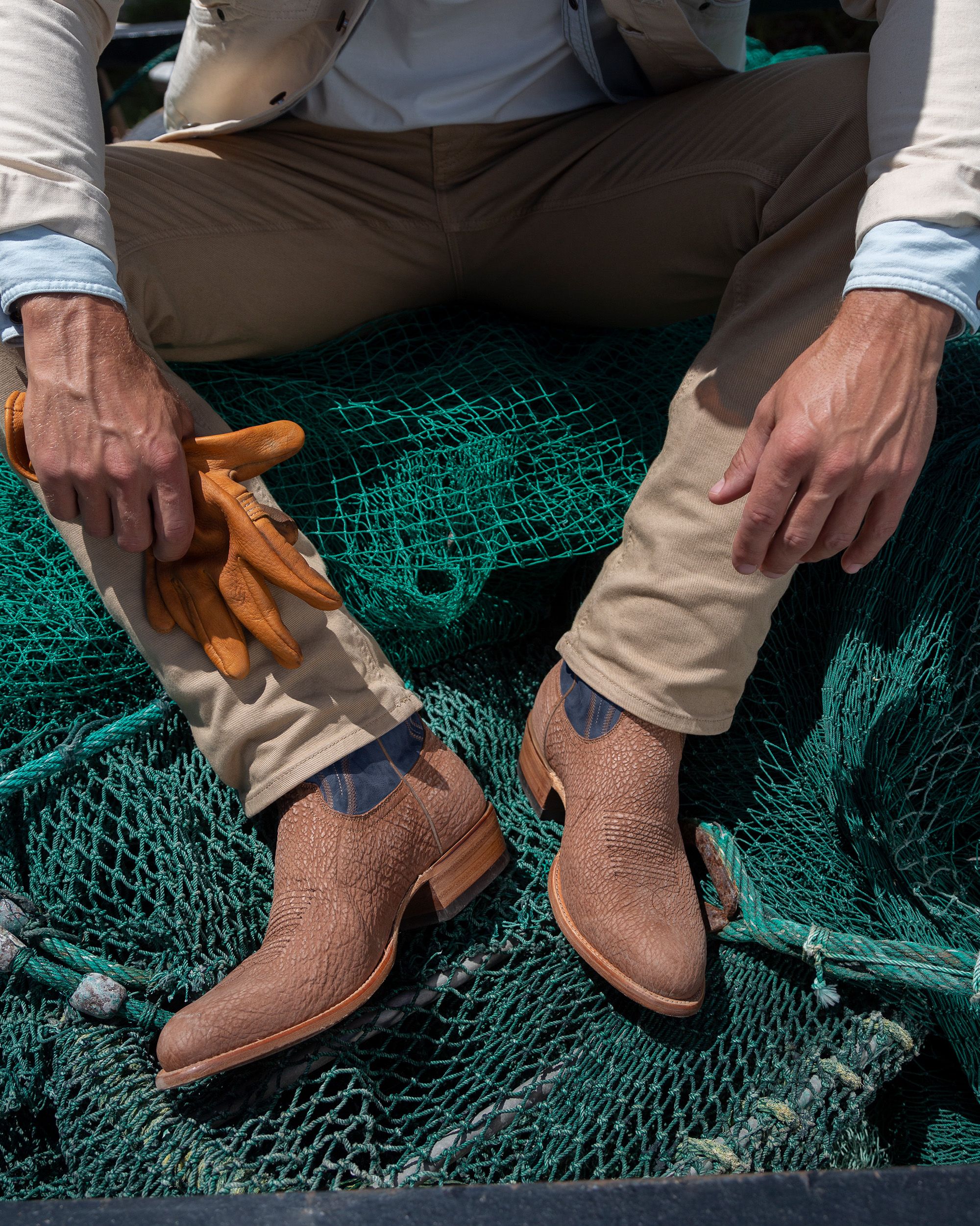 Exotic Shark Skin Boots | The Quintin - Sand / Blue | Tecovas