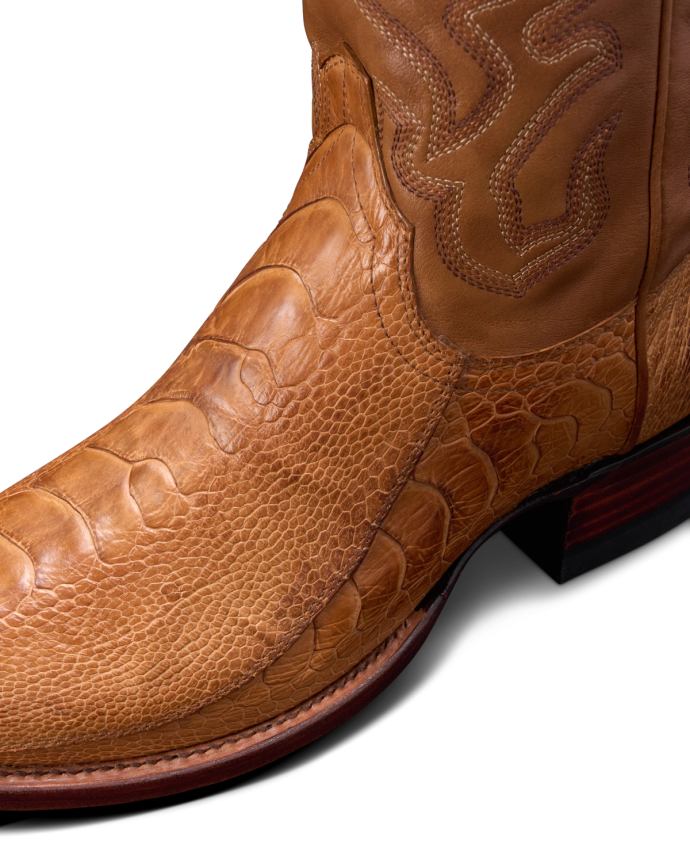 Closeup of The Garrett Tan ostrich leg material