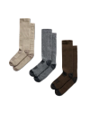 Quarterfront view of Mid-Calf Sock (3 Pack) - Tan / Dark Gray / Brown on plain background