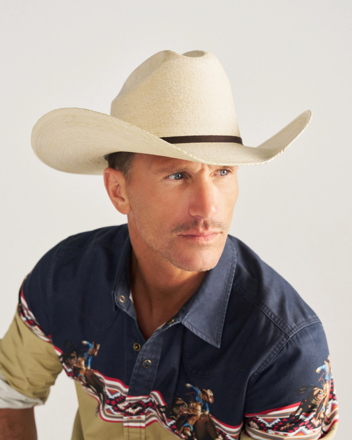 View of Cattleman Palm Cowboy Hat - Natural