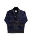 Closeup detail view of Men's Shawl Collar Wrap Sweater - Multi