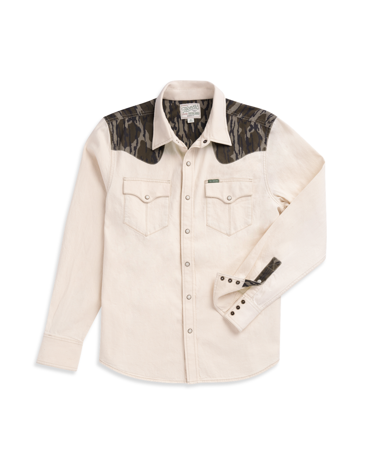 Mossy Oak Pearl Snap Shirt - White cotton | Tecovas