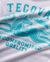 Closeup view of Women's Uncompromised Quality Tee - White/Teal