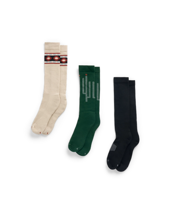 Front view of Over-The-Calf Socks (3-Pack) - Cactus/Mosaic Multi on plain background