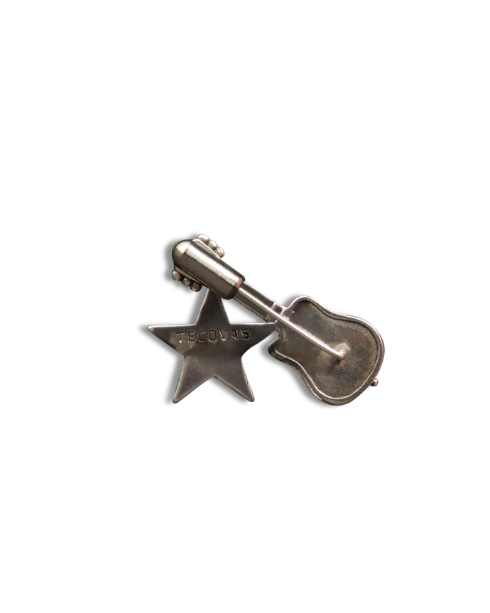 Back view of Guitar Hat Pin - Nickel-Plated Brass on plain background