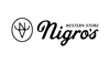 Logo for Nigro's Western Store, featuring a stylized antler design inside a circle to the left of the store name in cursive and uppercase text.