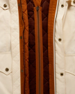 Closeup detail view of Men's Ranch Coat - Ivory / Saddle