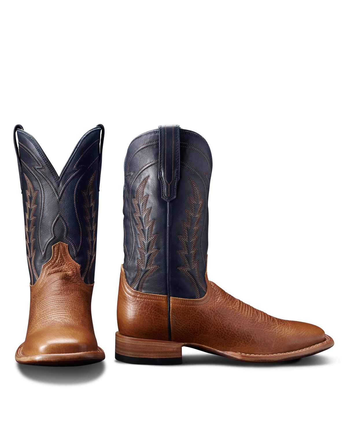 Bison Traditional Toe Cowboy Boots Mens Alligator Skin Western Brown Leather Cowboy Bota Vaquero  Cafe