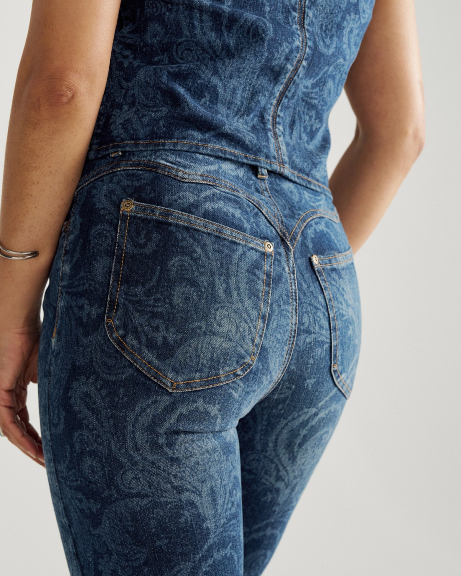 Closeup view of Women's Vintage High Rise Jean - Blue
