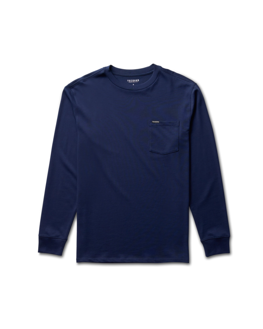 Closeup detail view of Men's L/S Standard Issue Pocket Tee - Navy