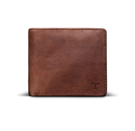 Front view of Goat Billfold - Scotch on plain background
