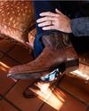Man wearing the Weston Russet Brown Cowboy Boots