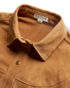 Closeup detail view of Women's Suede Shacket - Tan