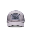 Front view of Dream of Horses 5-Panel High Pro Trucker - Gray on plain background