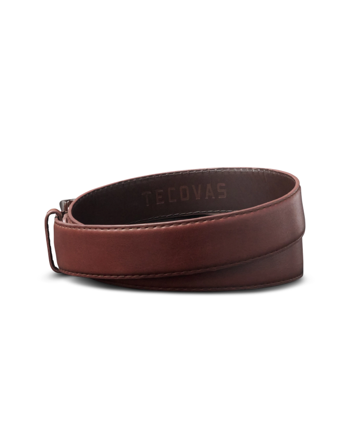 Back view of Men's Cowhide Belt II - Hazelnut on plain background