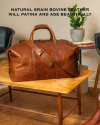 Image of The Bartlett Large Weekender on a table.
