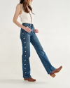 Full view of Women's Vintage High Rise Jean - Medium Wash on model